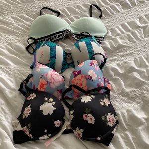 PINK PUSH UP BRAS. Lot of 4. 34B